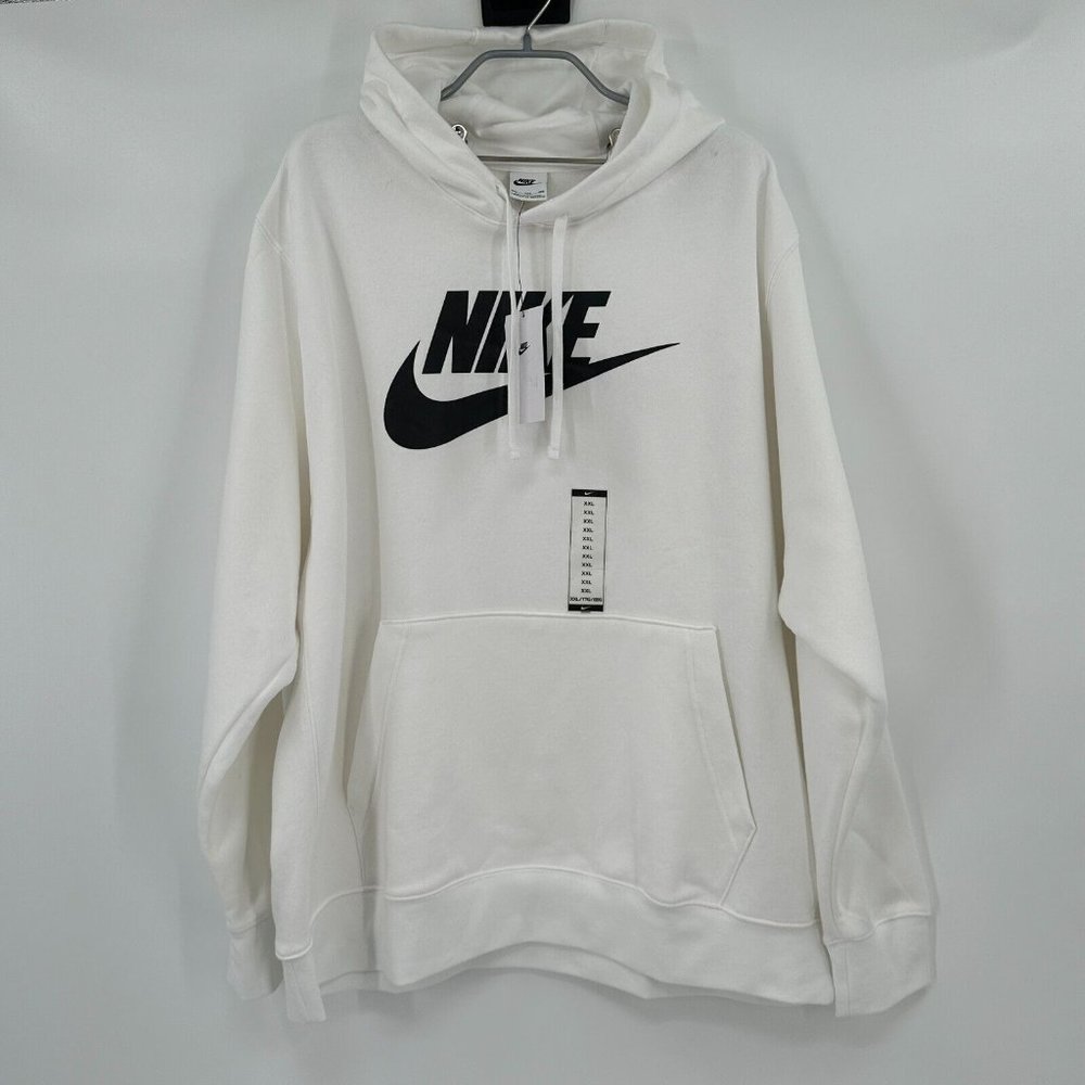 Nike Sportswear Club Fleece Graphic Pullover Hoodie Sweatshirt sz XXL White NWT*